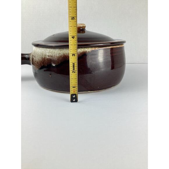 Vintage Pfaltzgraff Drip Ware Gourmet Brown Casserole Dish With Handle and Lid - Picture 6 of 6